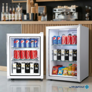 مقایسه یخچال شوکیس ایستکول 5 فوت و 3 فوت درب شیشه‌ای