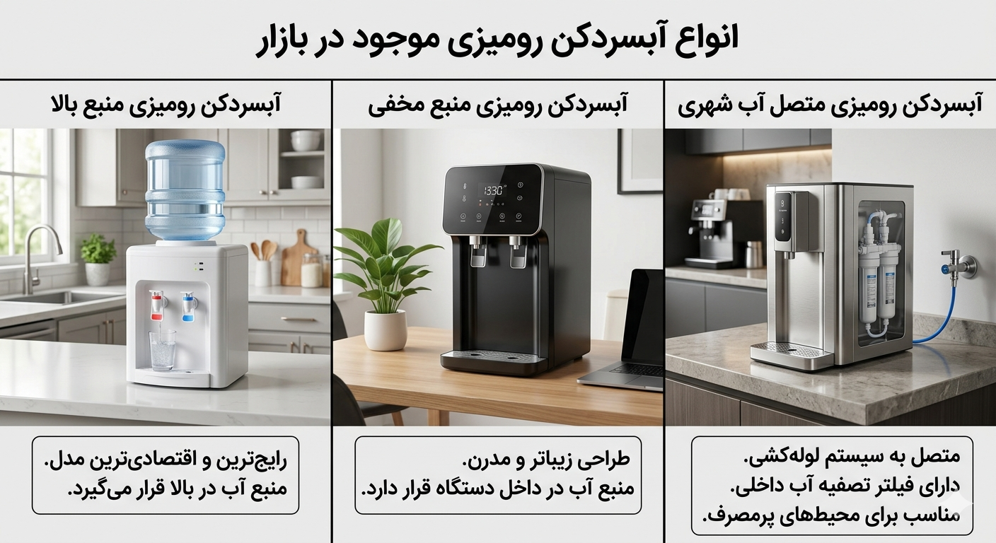 انواع آبسردکن رومیزی موجود در بازار